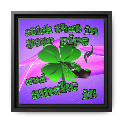 stick that in your pipe and smoke it - framed canvas art (purple-pink wave)