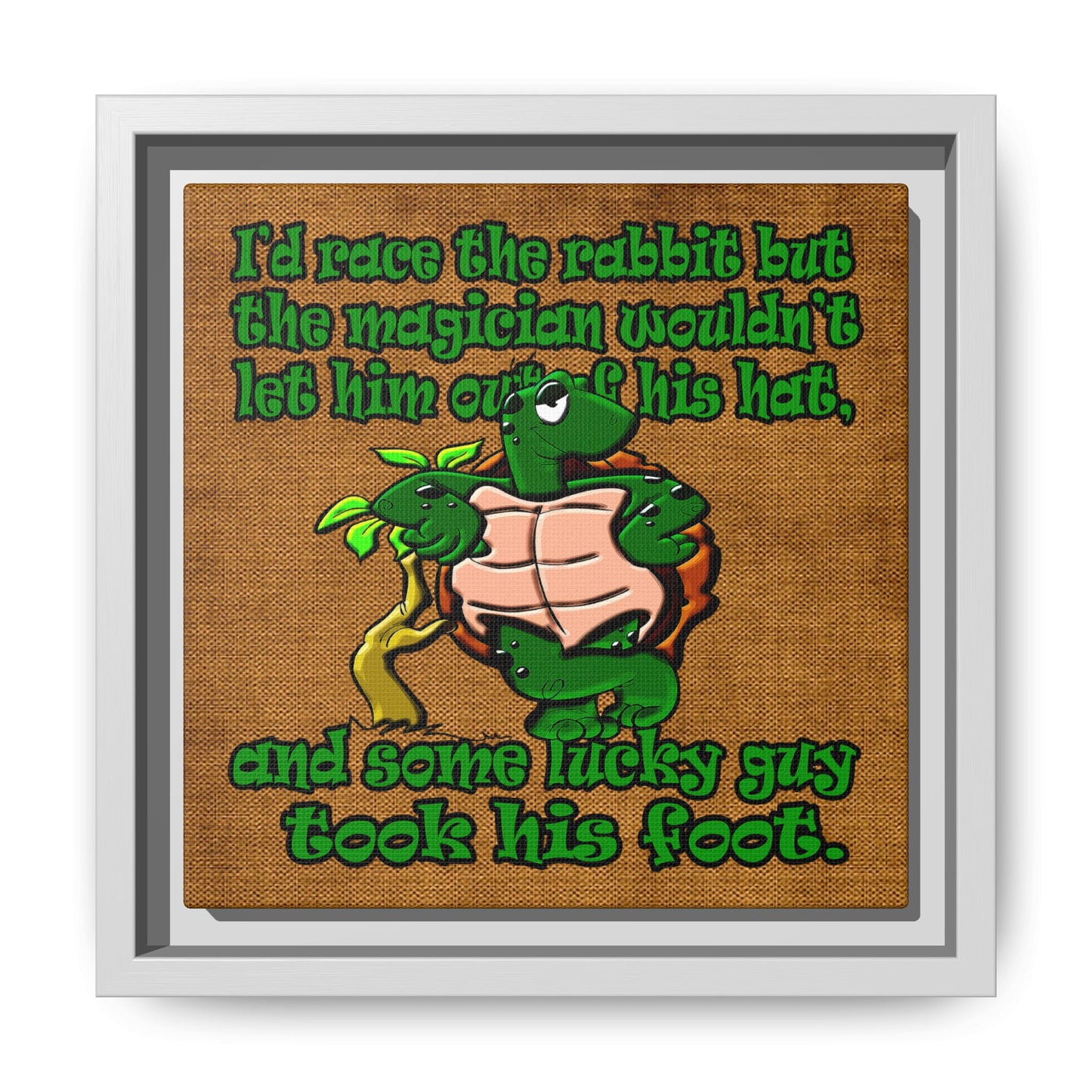 turtle race - framed canvas art (brown papyrus)