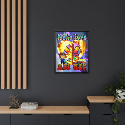 love peace - framed canvas art (grey-pink wave)