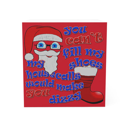 santa's shoes - note cube (dark red)