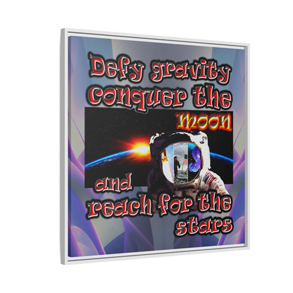 defy conquer reach - framed canvas art (grey-pink wave)