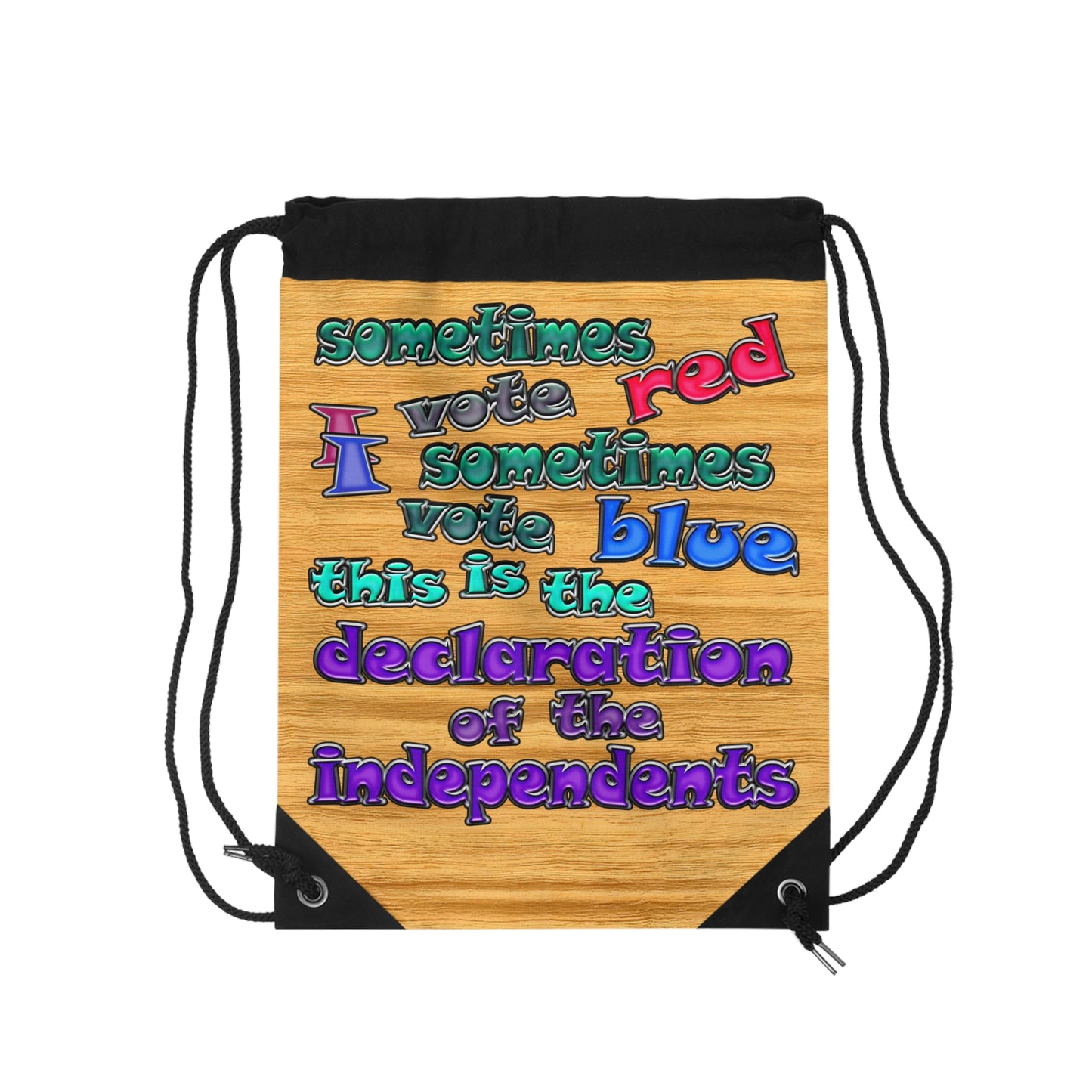 declaration of the independents - Drawstring Bag (butterscotch wood finish)