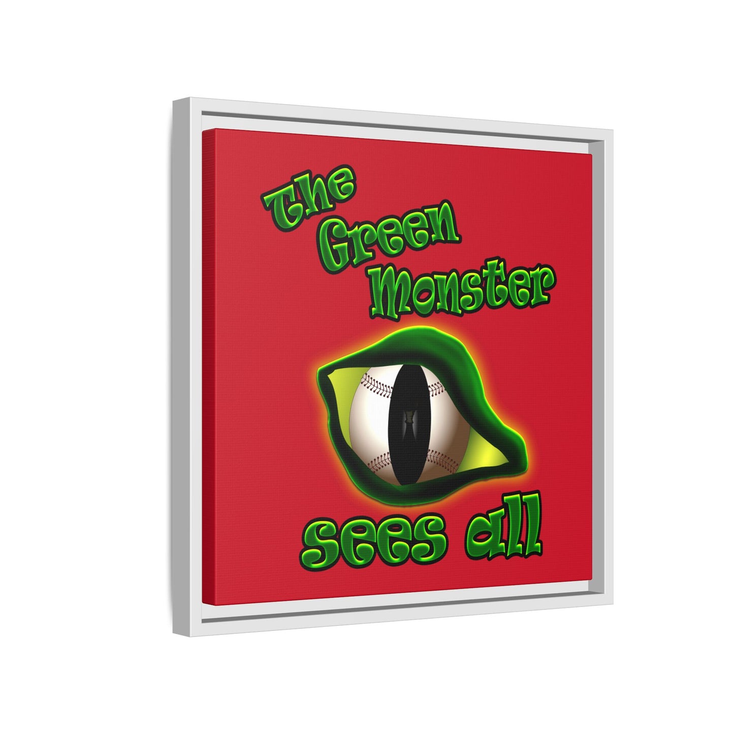 green monster - framed canvas art (dark red)