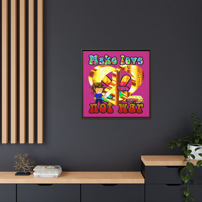 love peace - framed canvas art (pink)