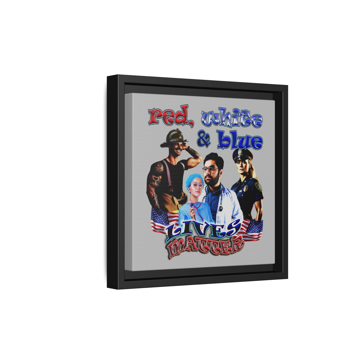 rw&b lives matter - framed canvas art (light grey)