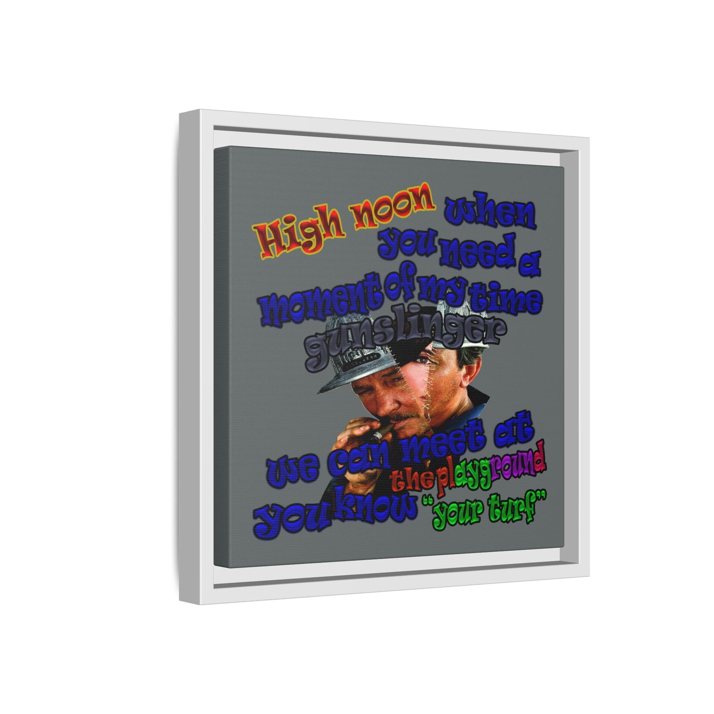 high noon - framed canvas art (dark grey)
