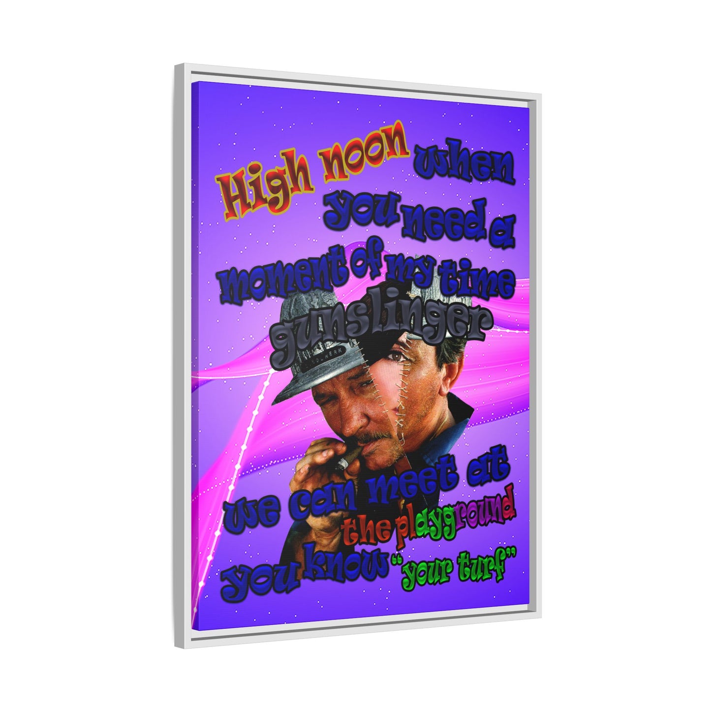 high noon - framed canvas art (purple-pink wave)