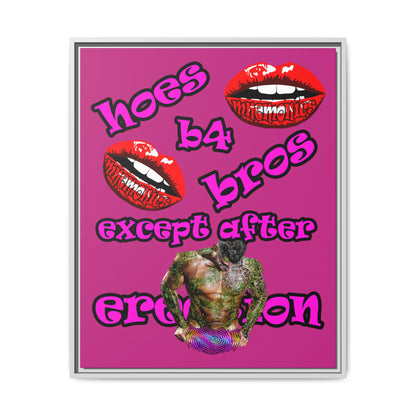hoes b4 bros - framed canvas art (pink)