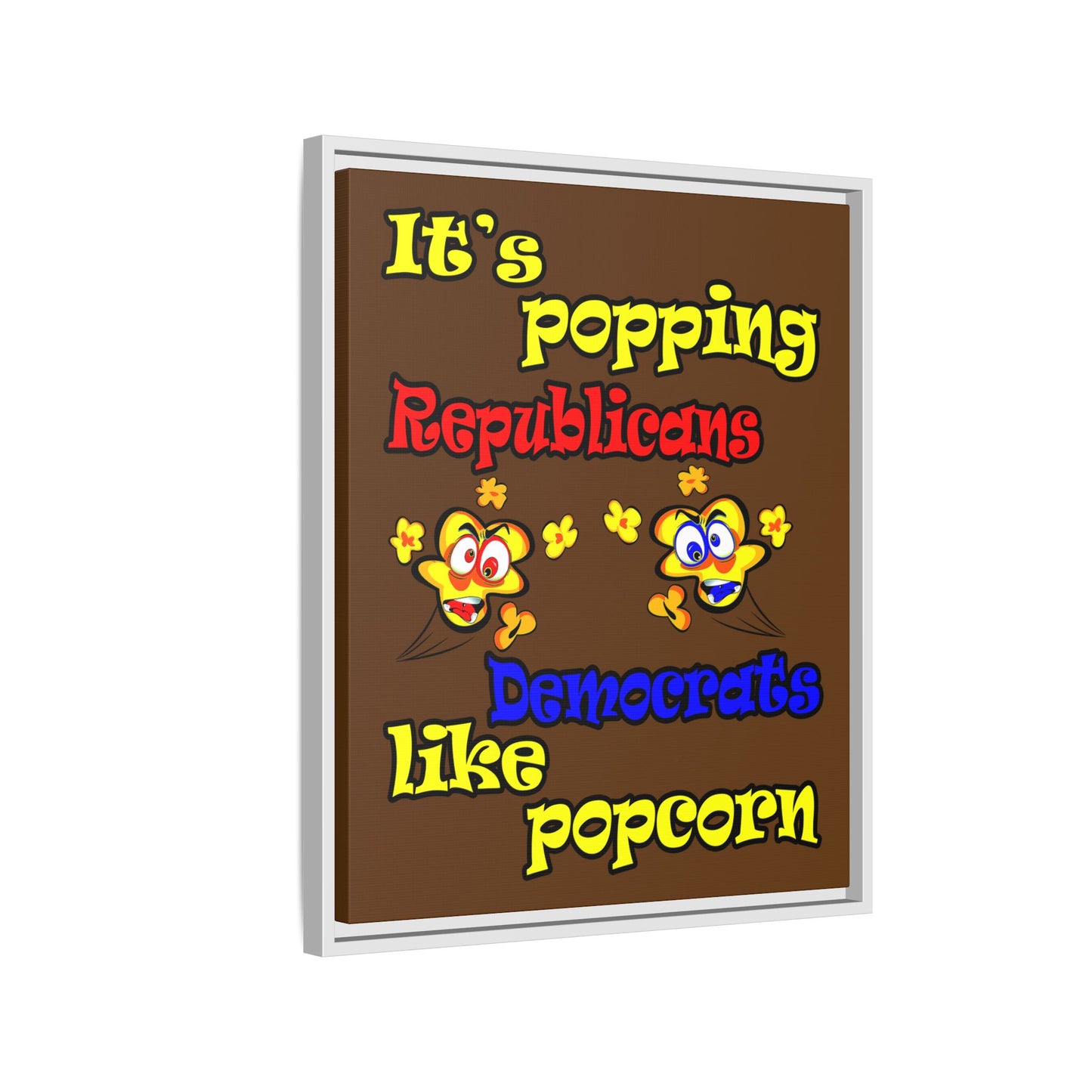 popping like popcorn - framed canvas art (brown)