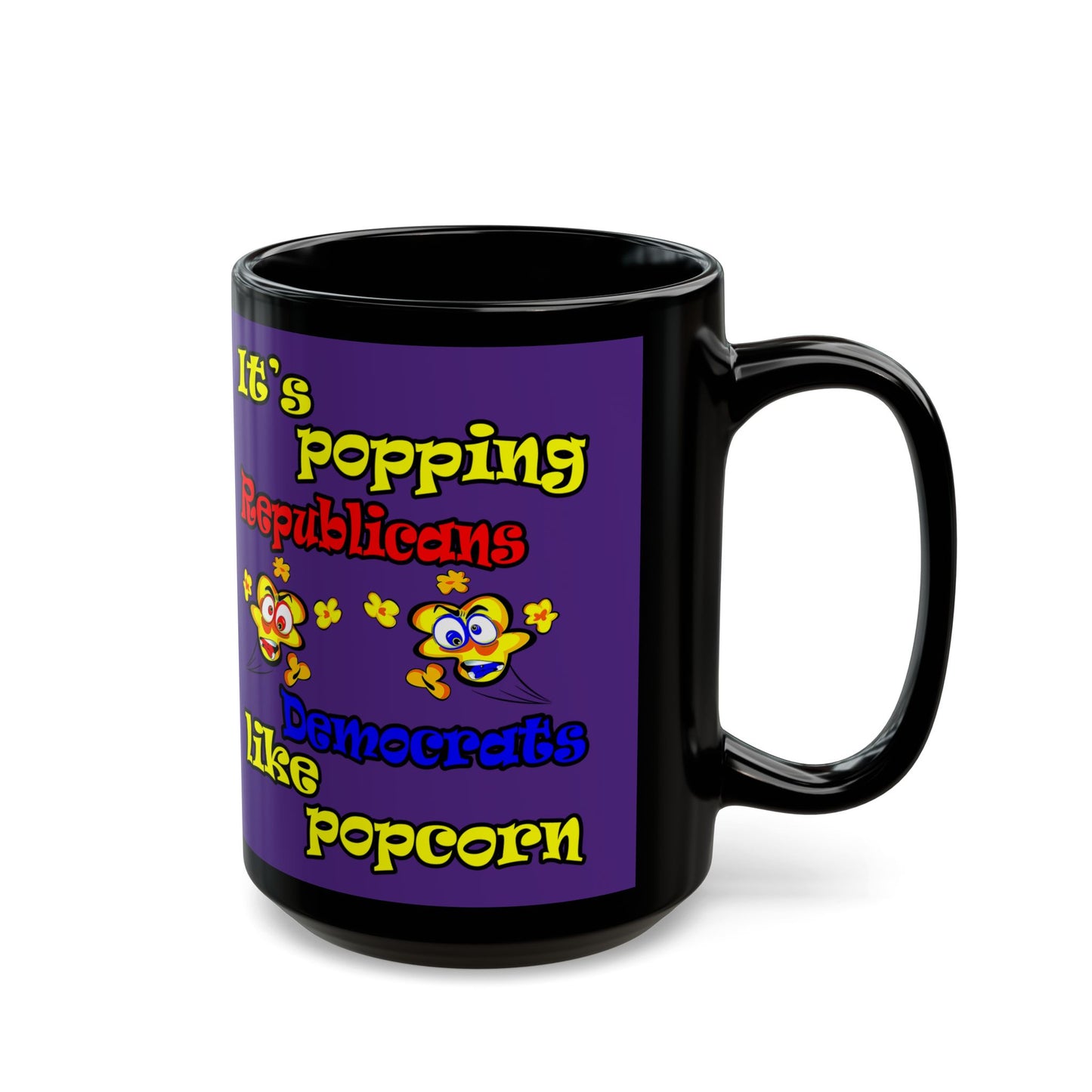 popping like popcorn - Black Mug (purple)