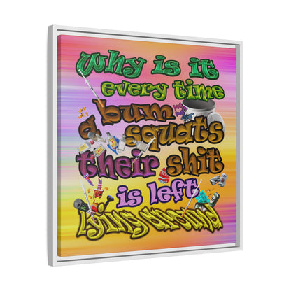 the bum's shit - framed canvas art (color blur)