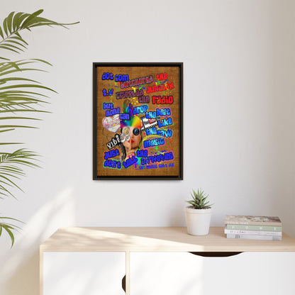 drop the beat - framed canvas art (brown papyrus)