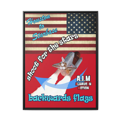 shoot for the stars - framed canvas art (dark red)