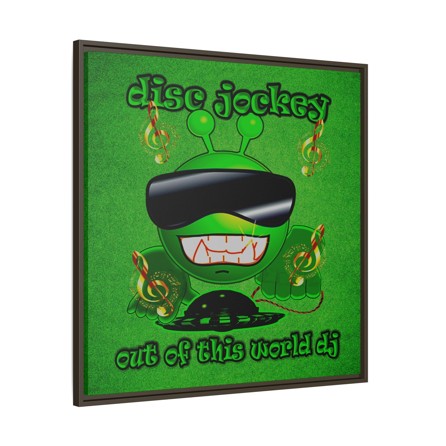 disc jockey - framed canvas art (green turf)