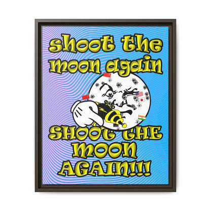 shoot the moon again - framed canvas art (light blue-purple wave)