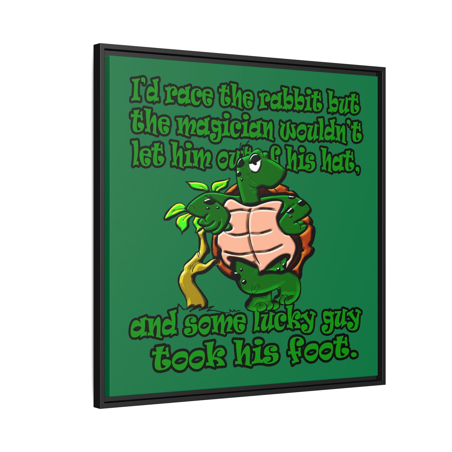turtle race - framed canvas art (dark green)