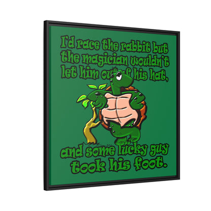 turtle race - framed canvas art (dark green)