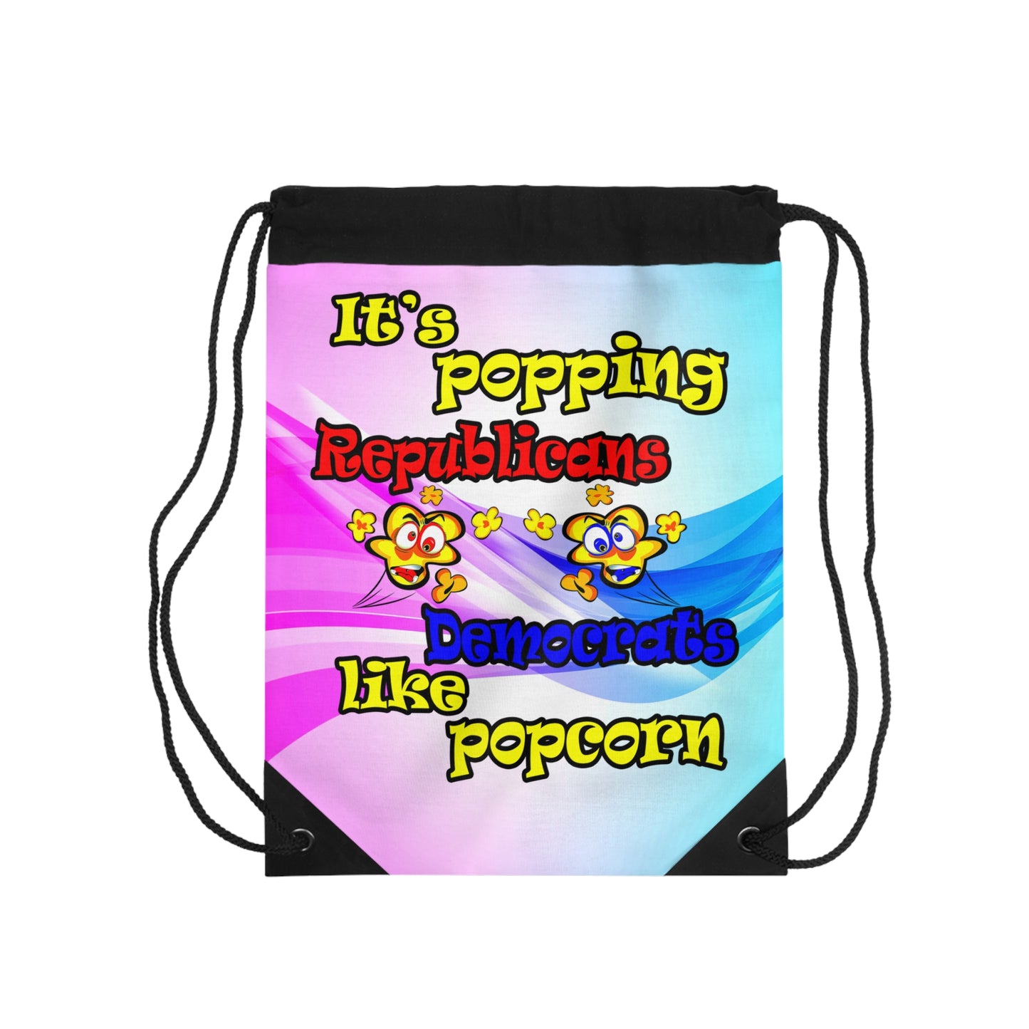 popping like popcorn - Drawstring Bag (light blue-pink wave)
