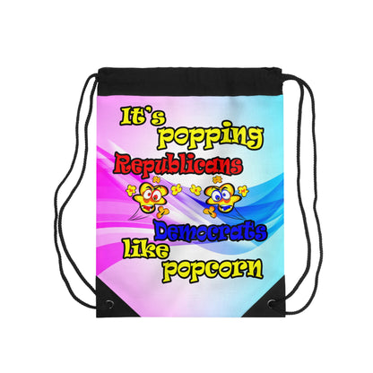 popping like popcorn - Drawstring Bag (light blue-pink wave)