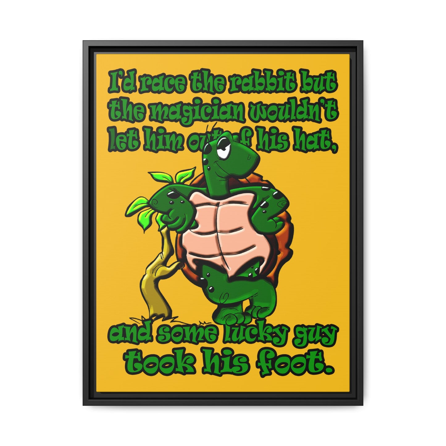 turtle race - framed canvas art (yellow)