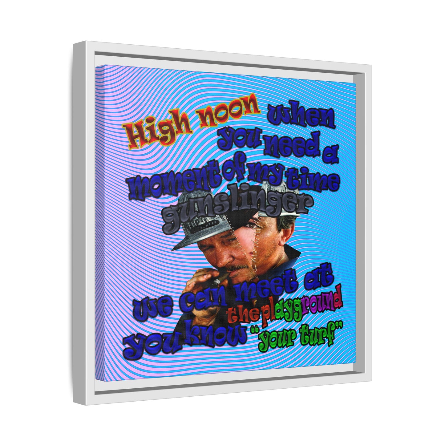 high noon - framed canvas art (light blue-purple wave)