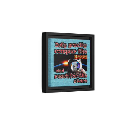 defy conquer reach - framed canvas art (faded blue)