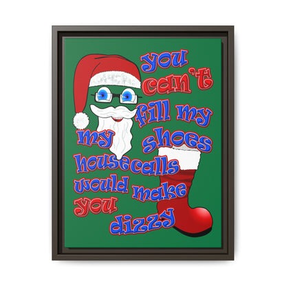 santa's shoes - framed canvas art (dark green)