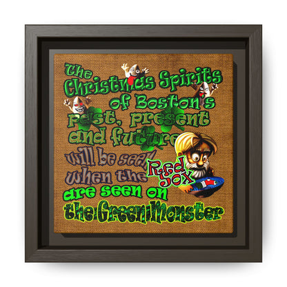 christmas spirits of boston - framed canvas art (brown papyrus)