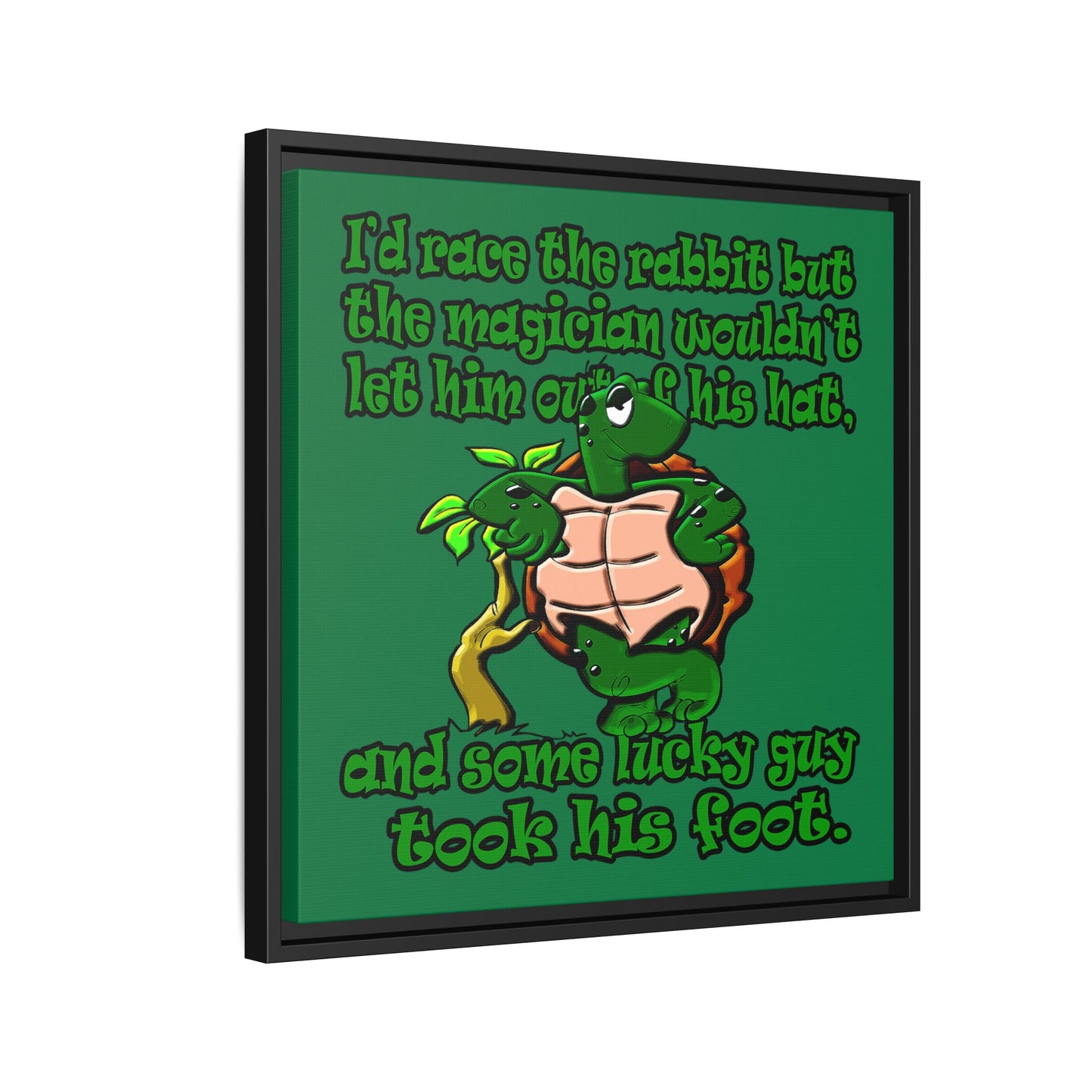 turtle race - framed canvas art (dark green)