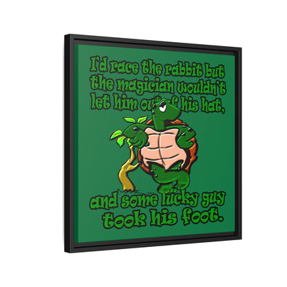 turtle race - framed canvas art (dark green)