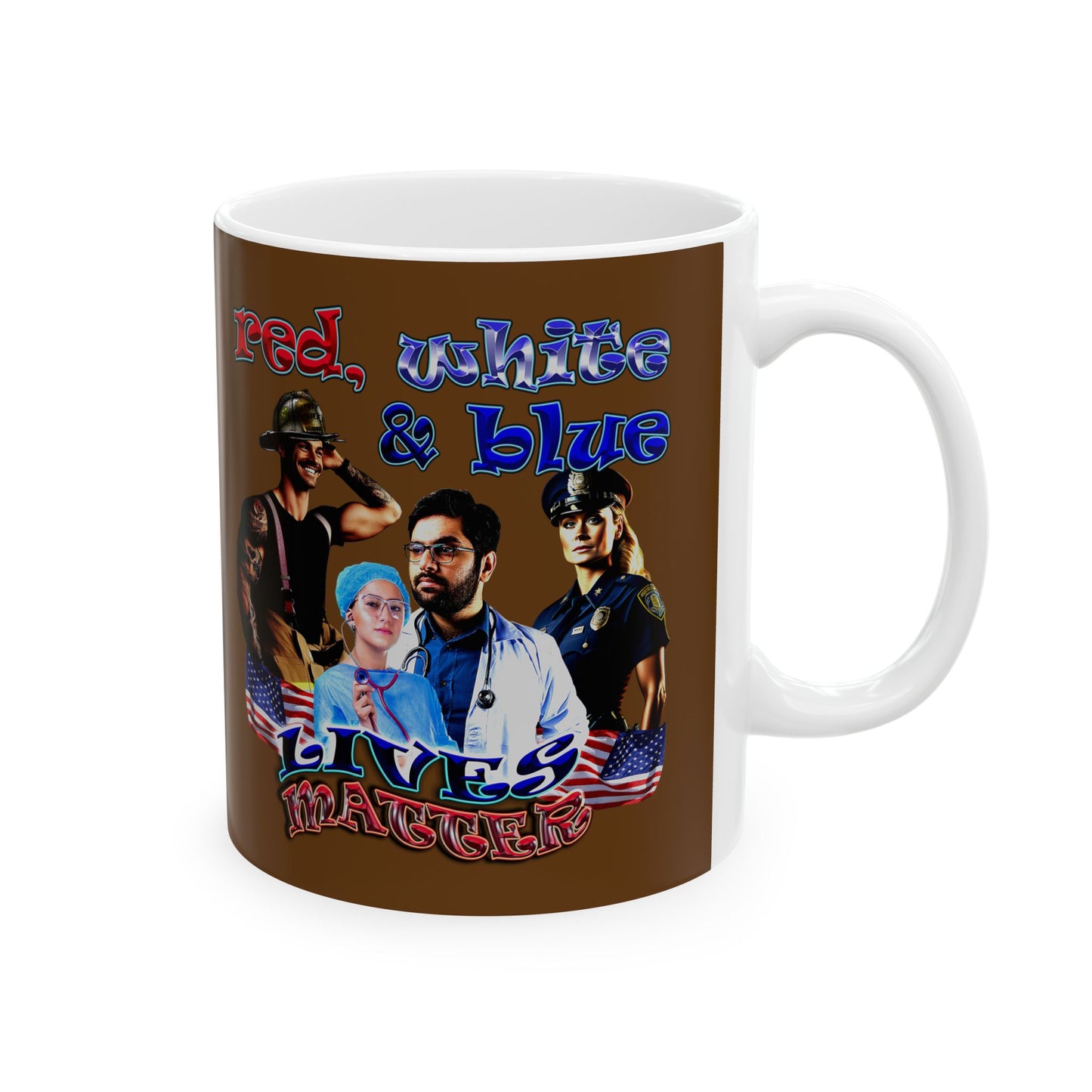 rw&b lives matter - White Mug (brown)
