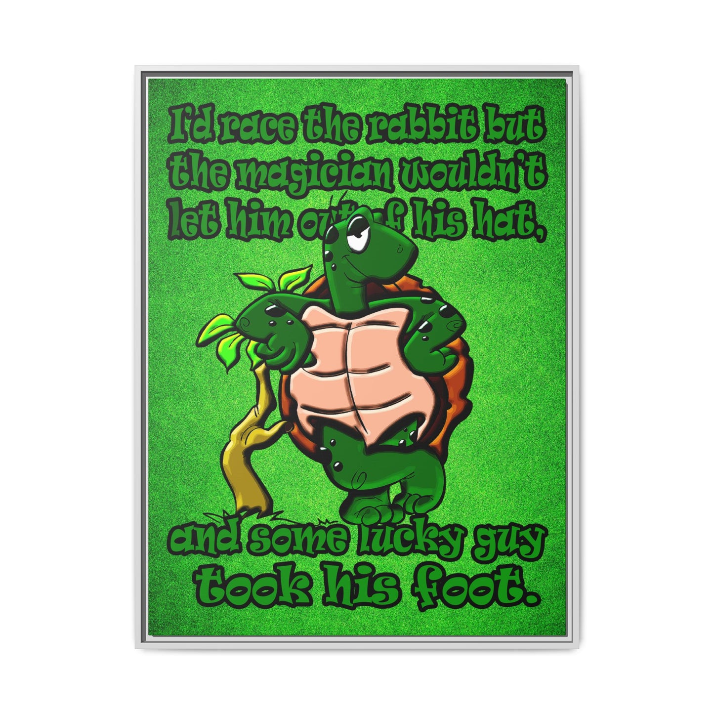 turtle race - framed canvas art (green turf)