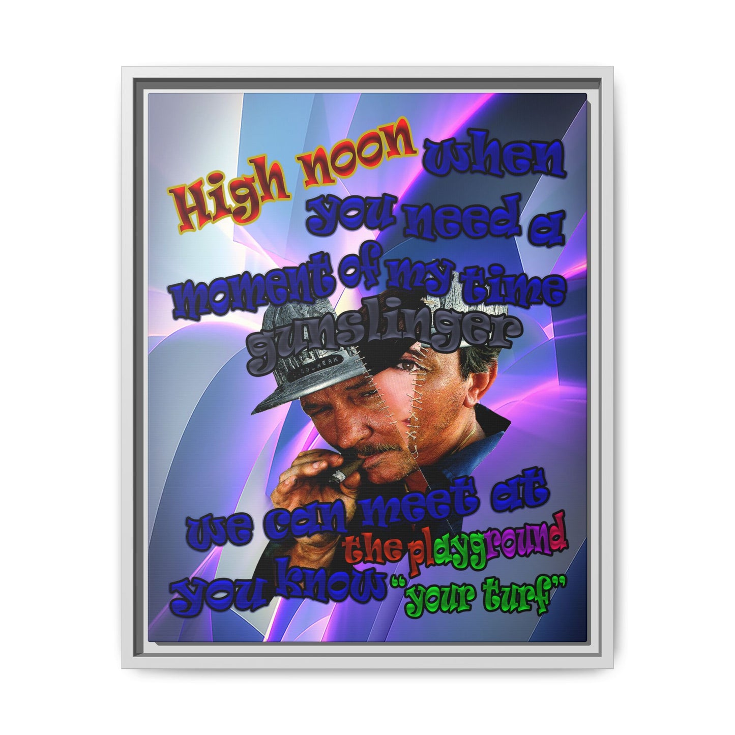 high noon - framed canvas art (grey-pink wave)