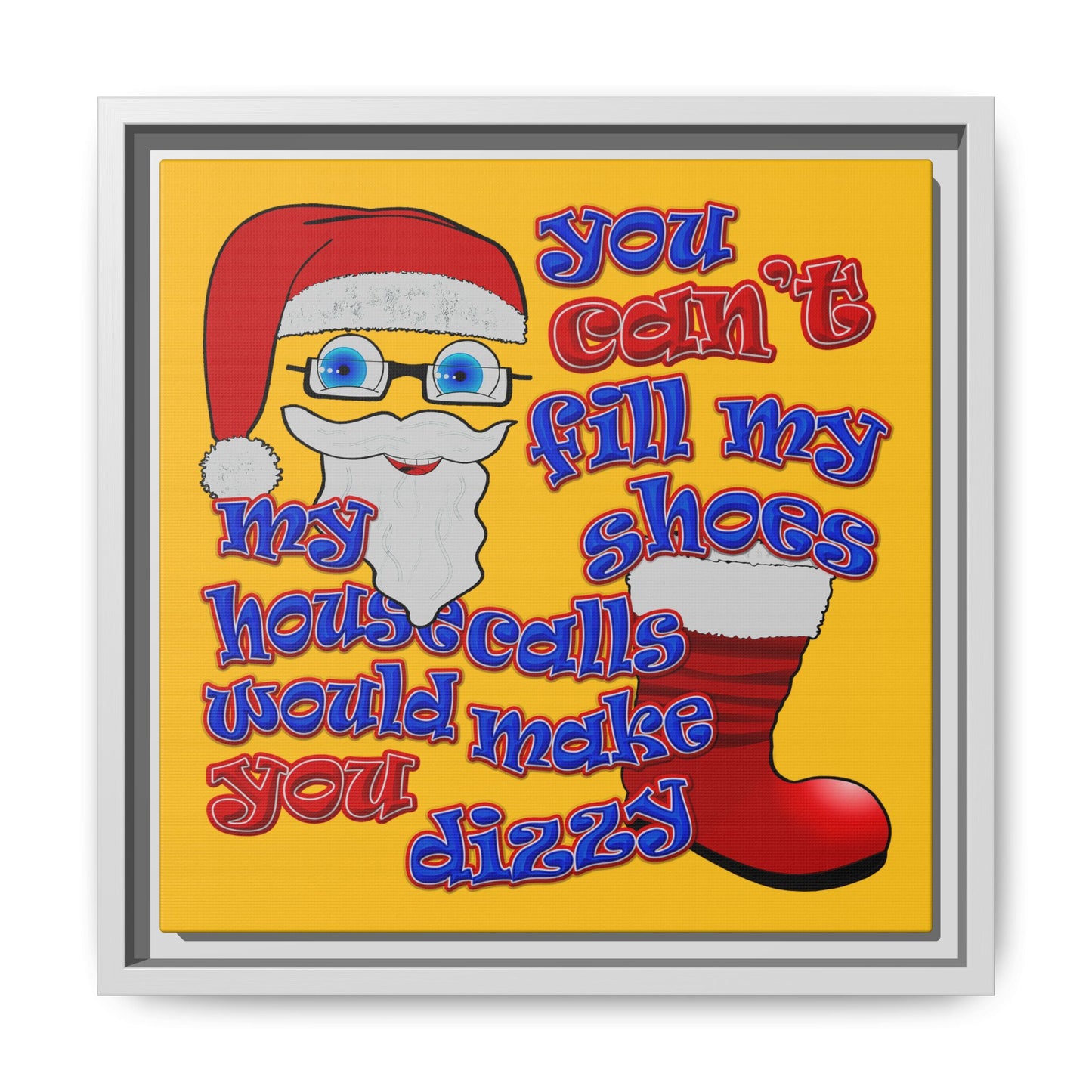 santa's shoes - framed canvas art (yellow)