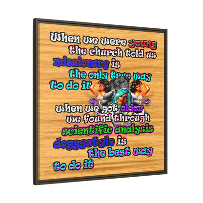 doggystyle - framed canvas art (butterscotch wood finish)
