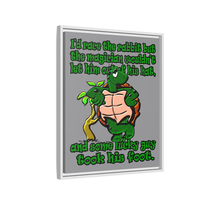 turtle race - framed canvas art (grey)