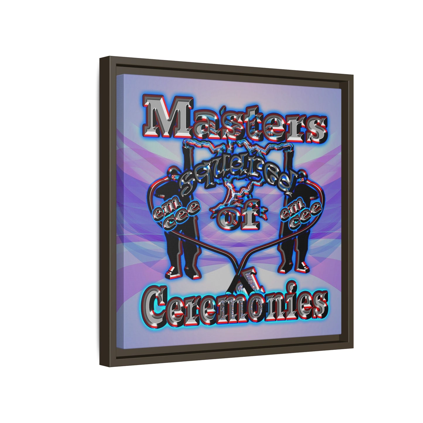 em cee squared - framed canvas art (light blue-pink wave)