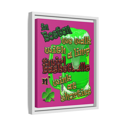 celtics logo - framed canvas art (pink)