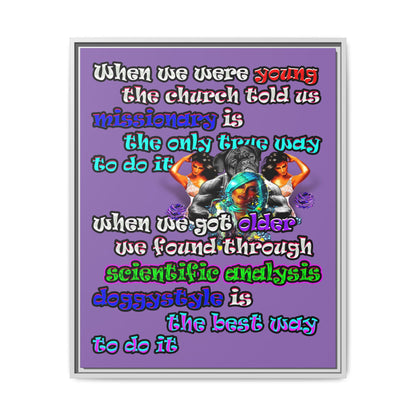 doggystyle - framed canvas art (light purple)
