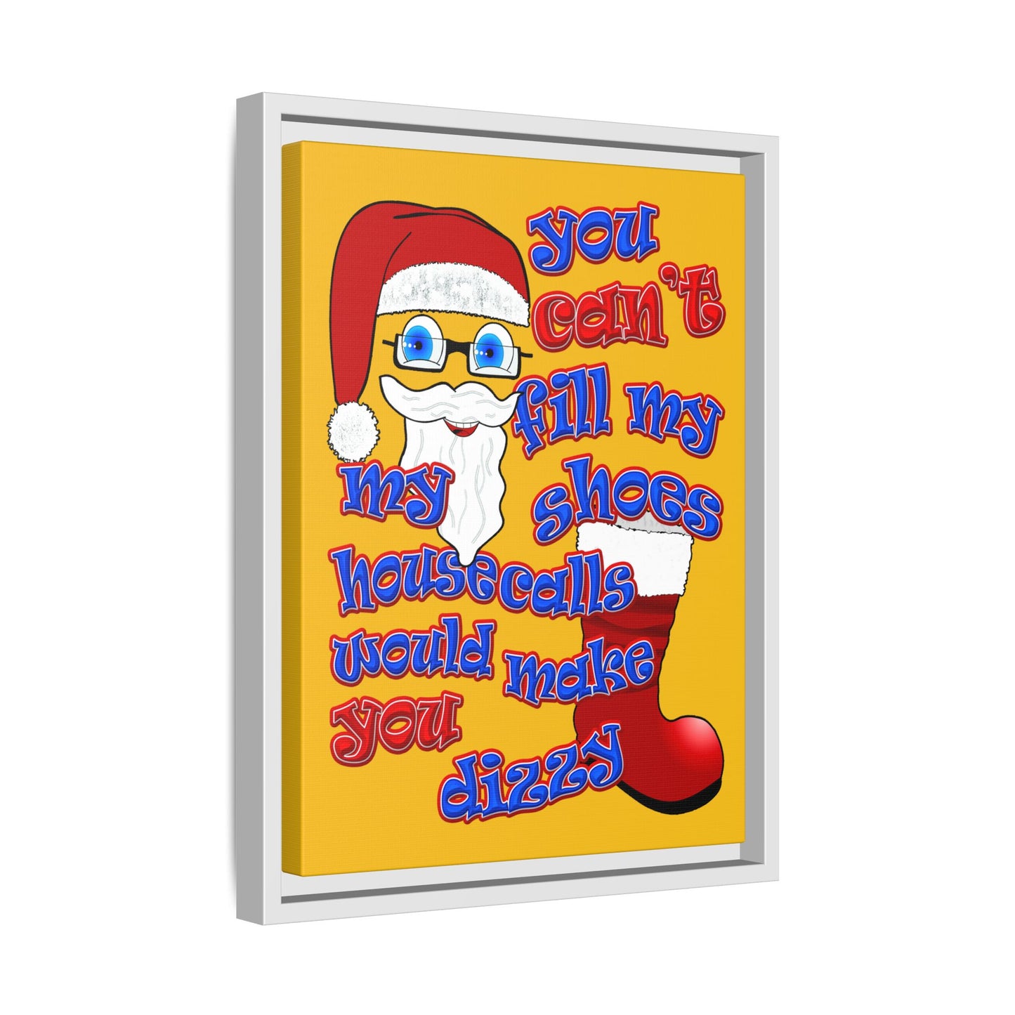 santa's shoes - framed canvas art (yellow)