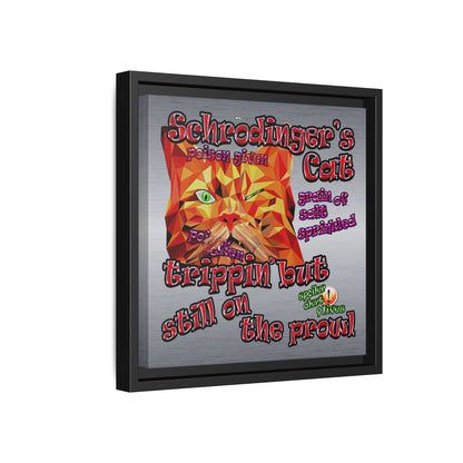schrodinger's cat - framed canvas art (brushed nickel)