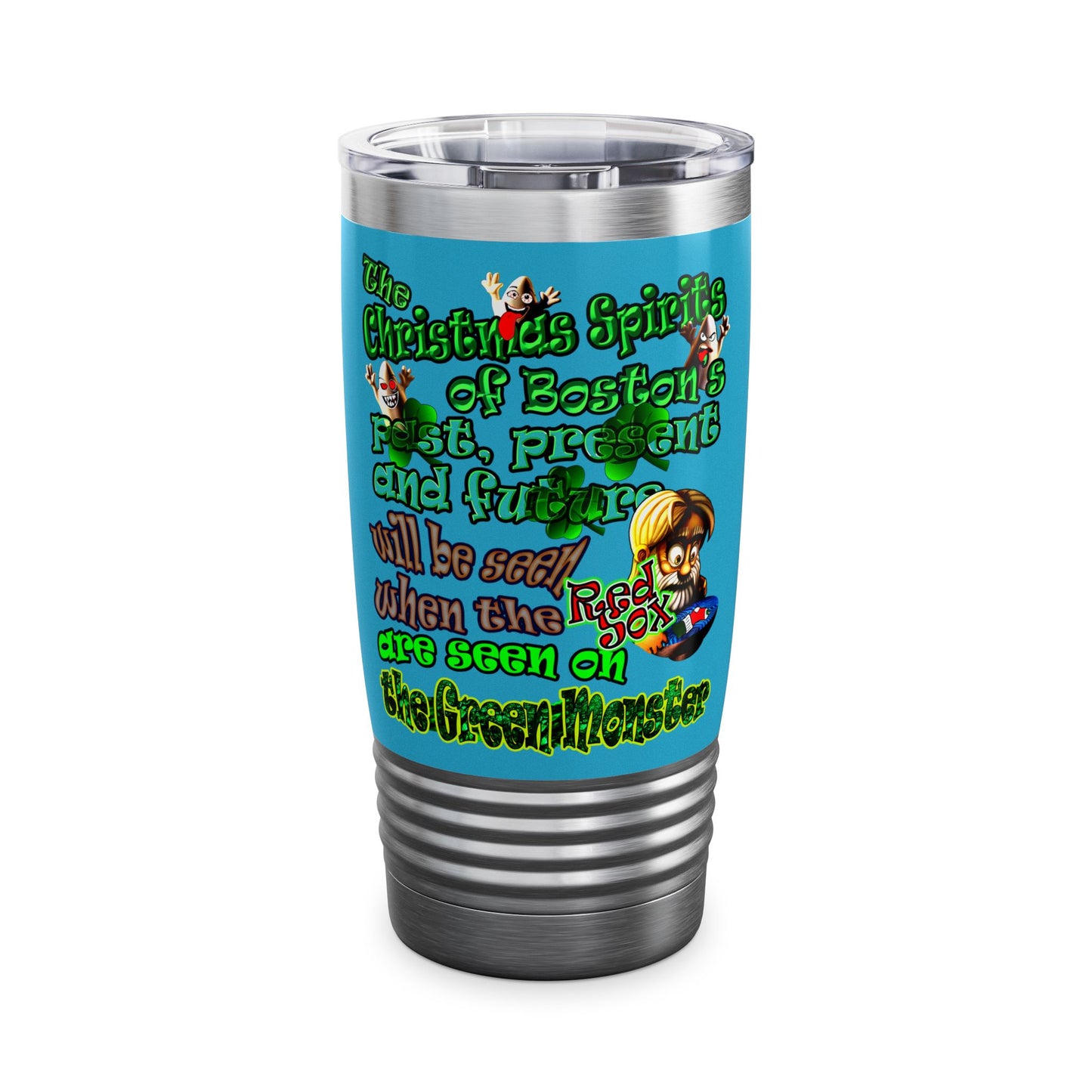 christmas spirits of boston - Ringneck Tumbler, 20oz (turquoise)
