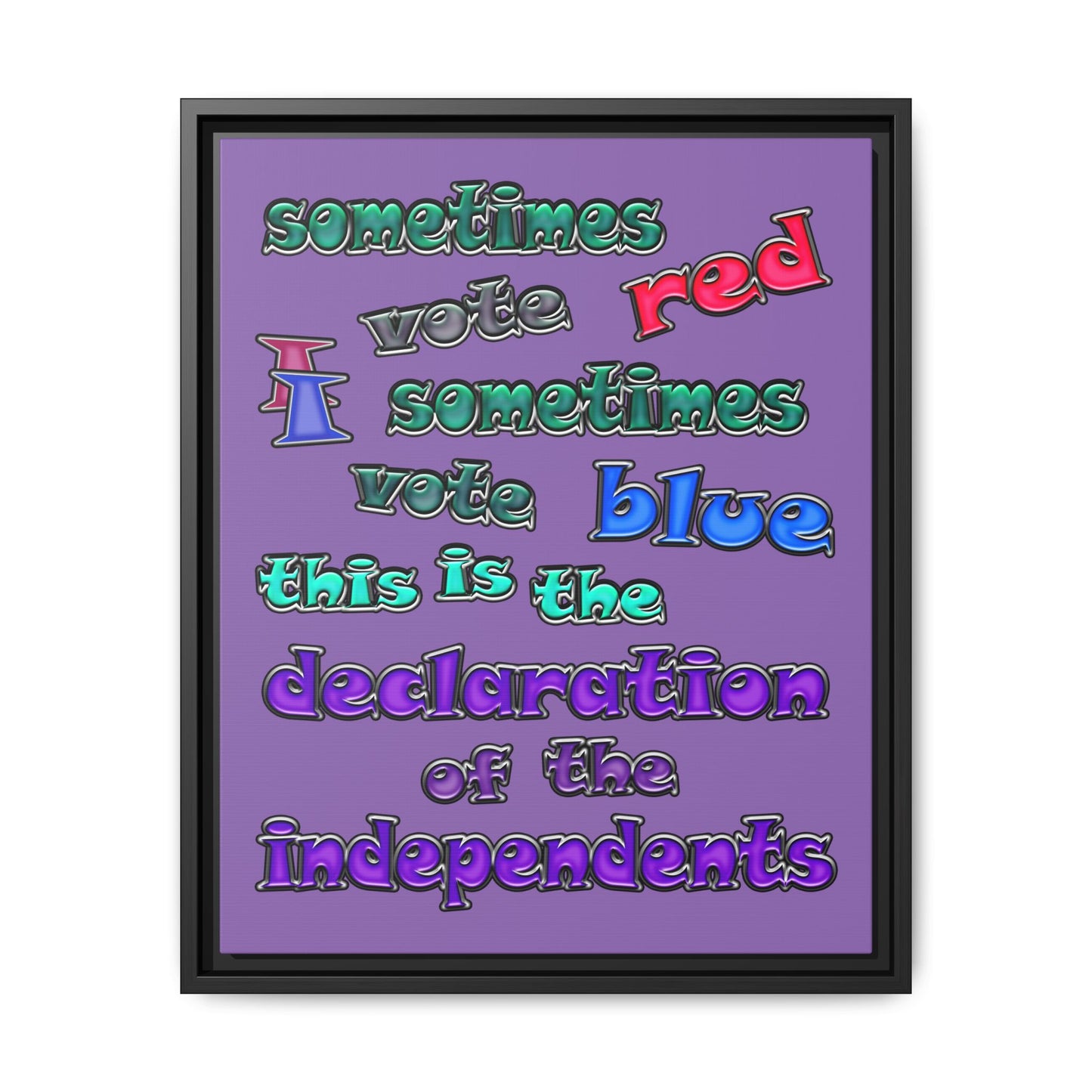 declaration of the independents - framed canvas art (light purple)