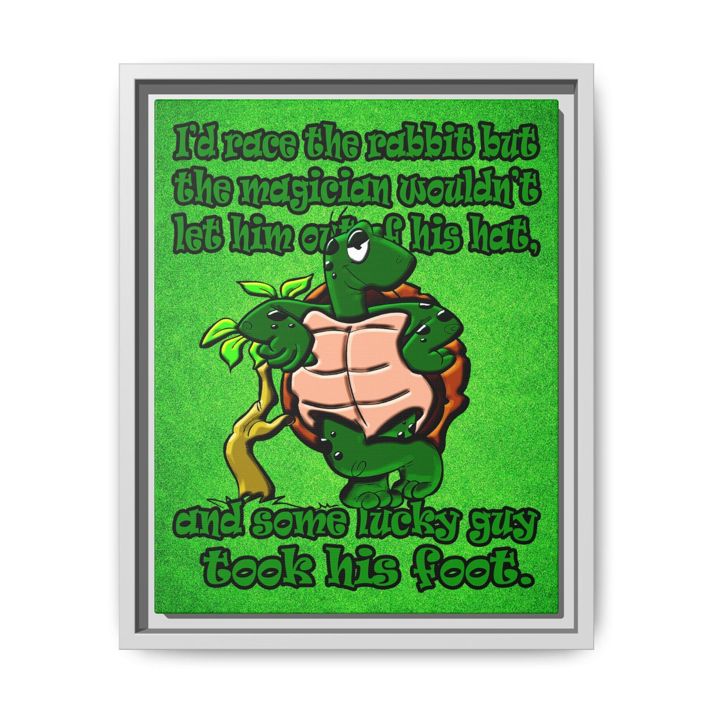 turtle race - framed canvas art (green turf)