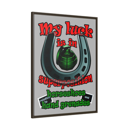 my luck - framed canvas art (light grey)