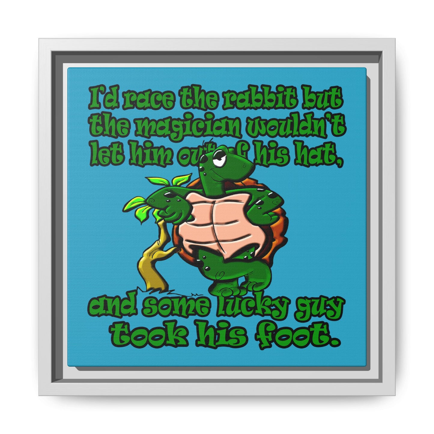 turtle race - framed canvas art (turquoise)