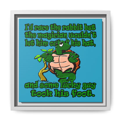 turtle race - framed canvas art (turquoise)