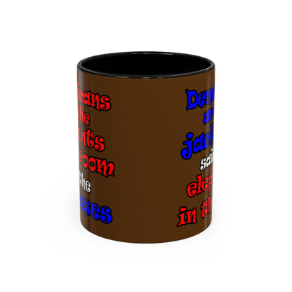 donkeys and elephants - Accent Mug (brown)