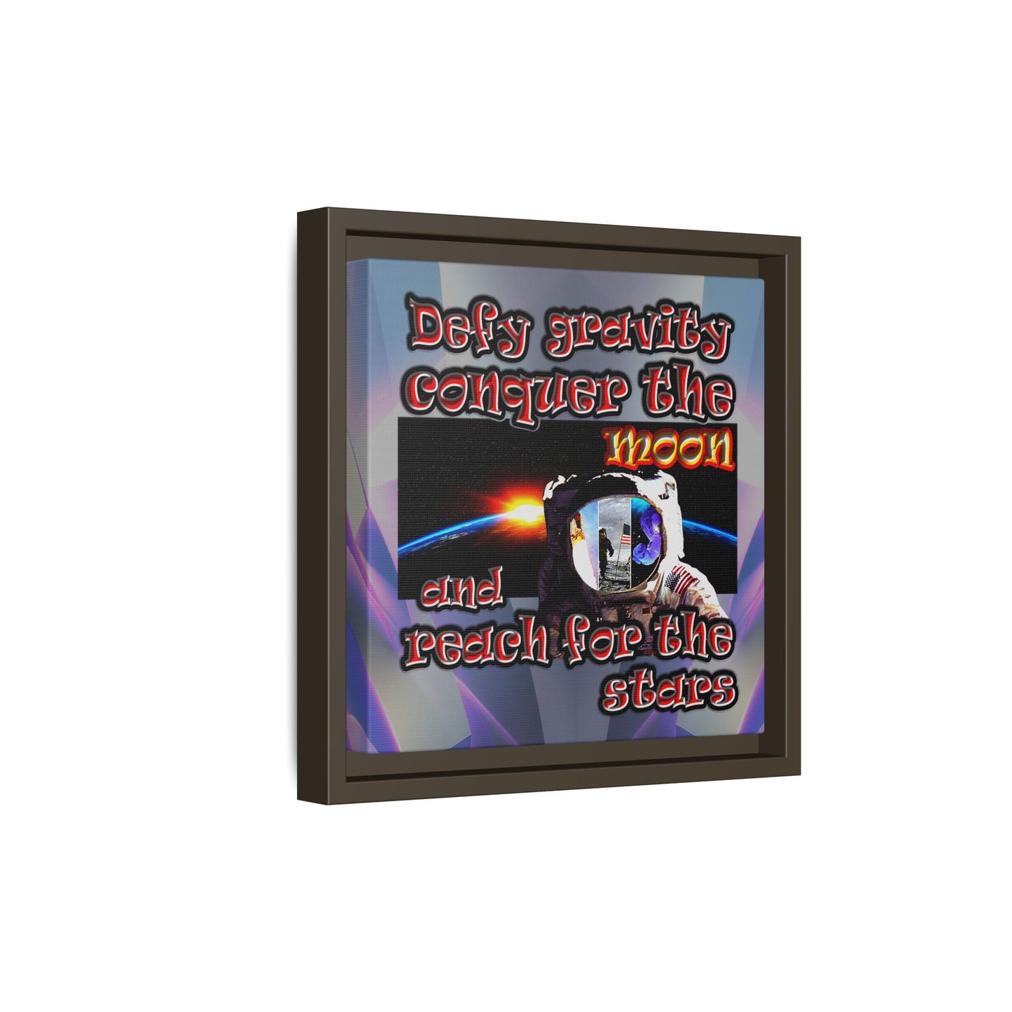 defy conquer reach - framed canvas art (grey-pink wave)
