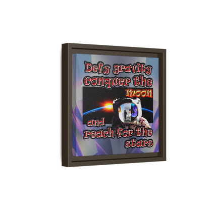 defy conquer reach - framed canvas art (grey-pink wave)